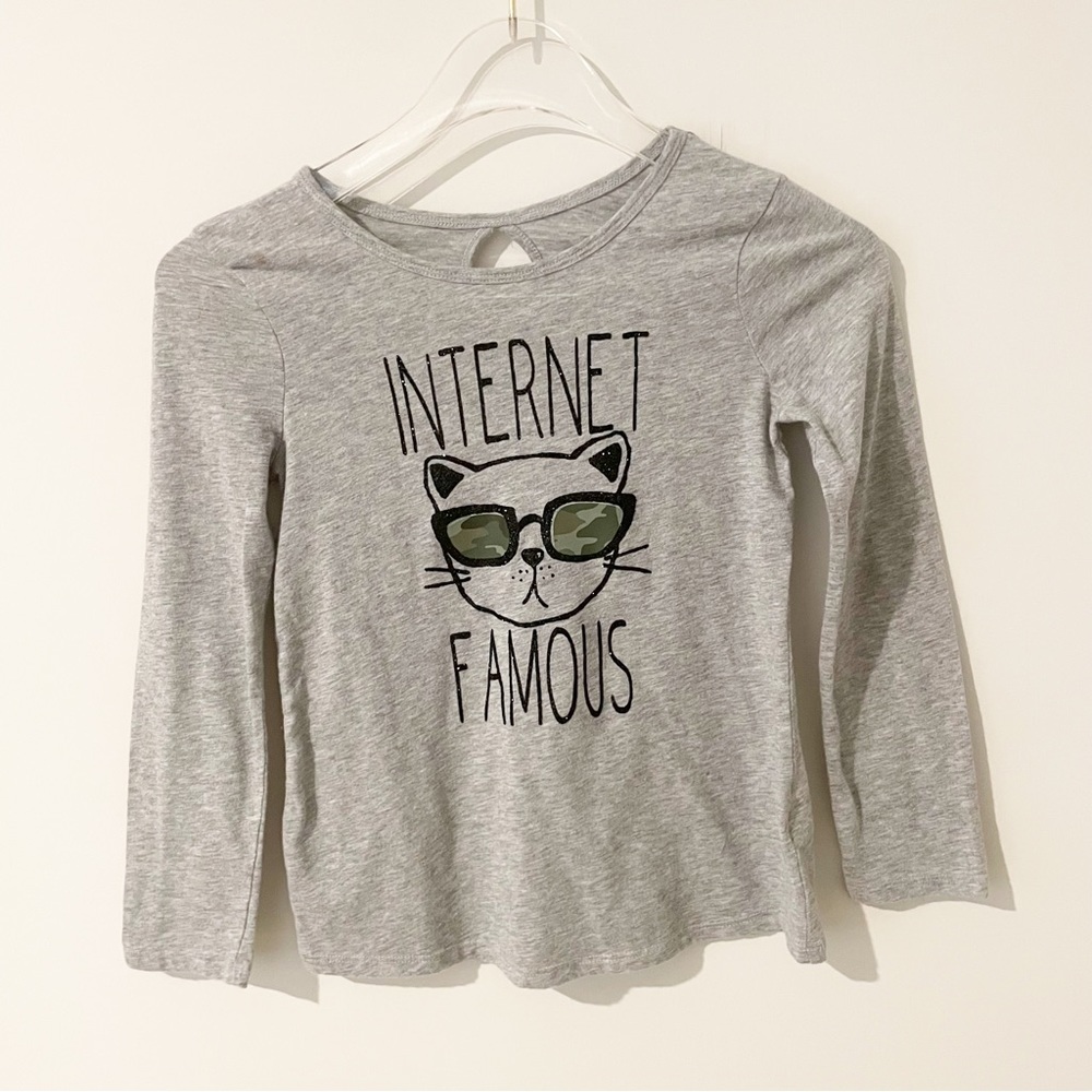 Justice Girls Size 7 Long Sleeve T-shirt Grey